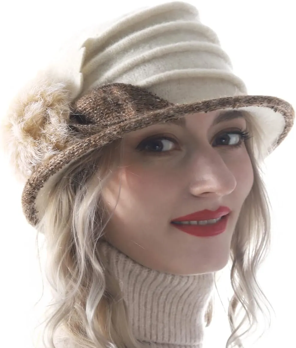Women's Wool Dress Church Cloche Hat Bucket Winter Floral Hat