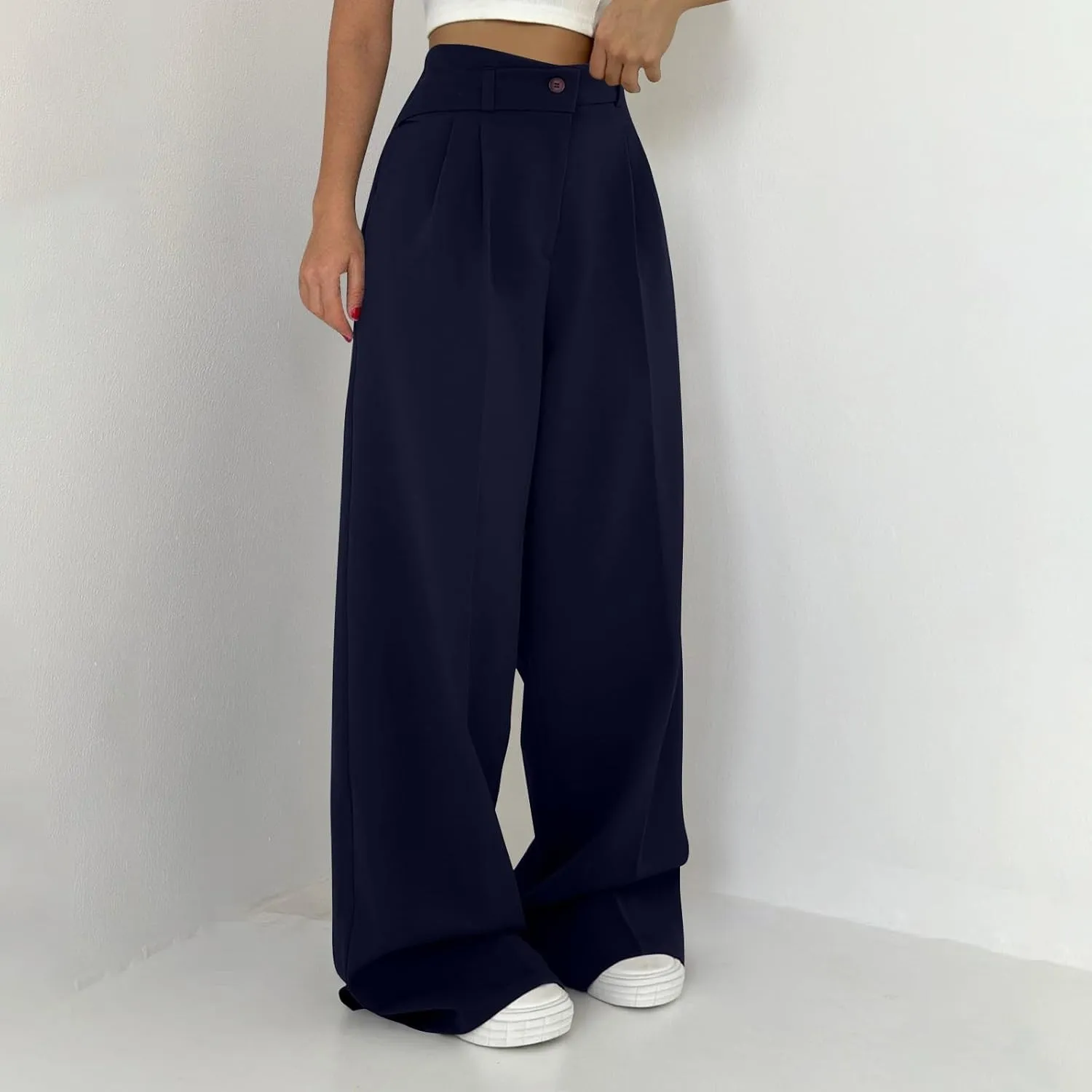 Work Pants Women High Waisted Stretch Wide Leg Dress Slacks Business Casual Suit Trousers Tummy Control Office Bottom