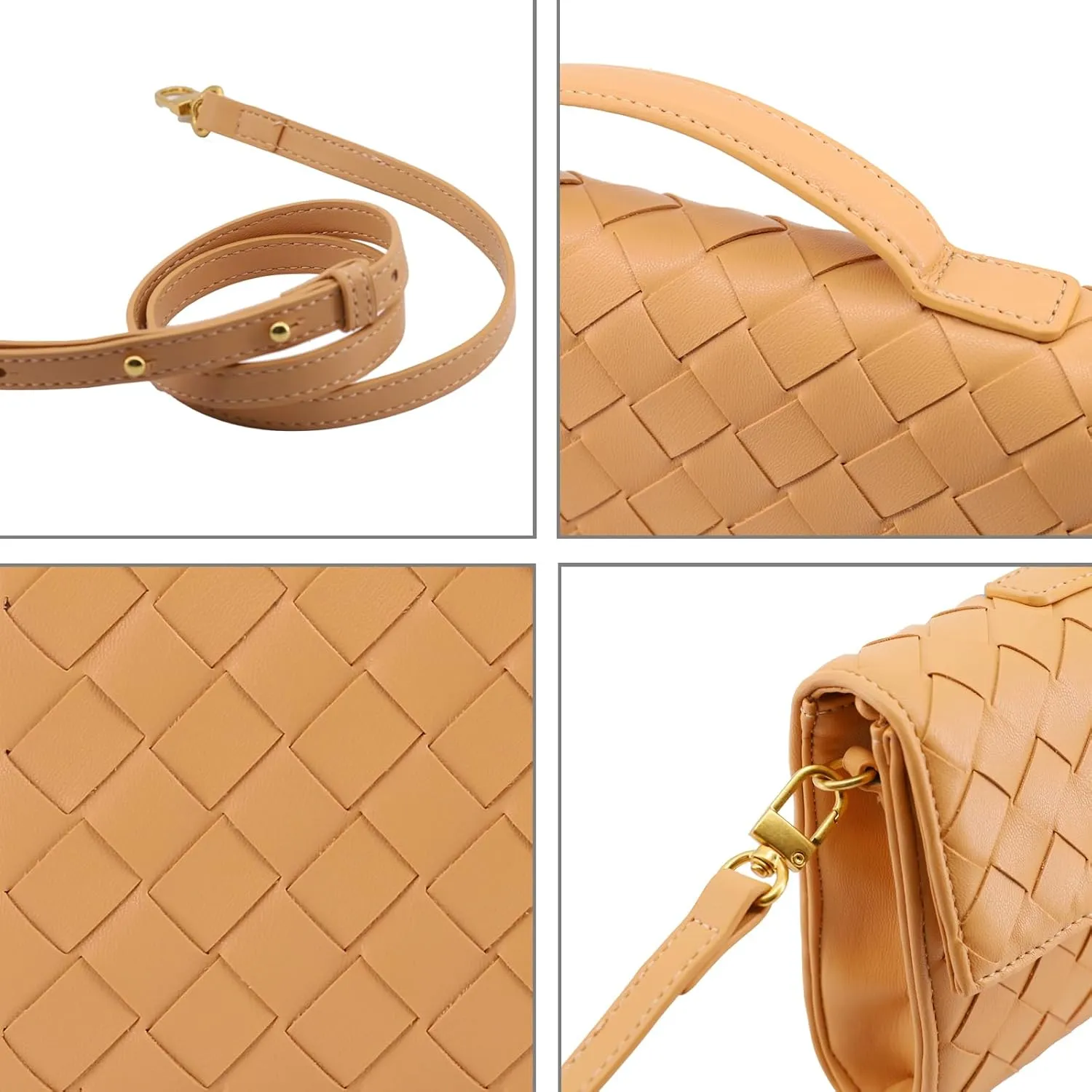 Woven Clutch Purse for Women Designer Shoulder Handbag Leather Crossbody Evening Bag with Detachable Chain