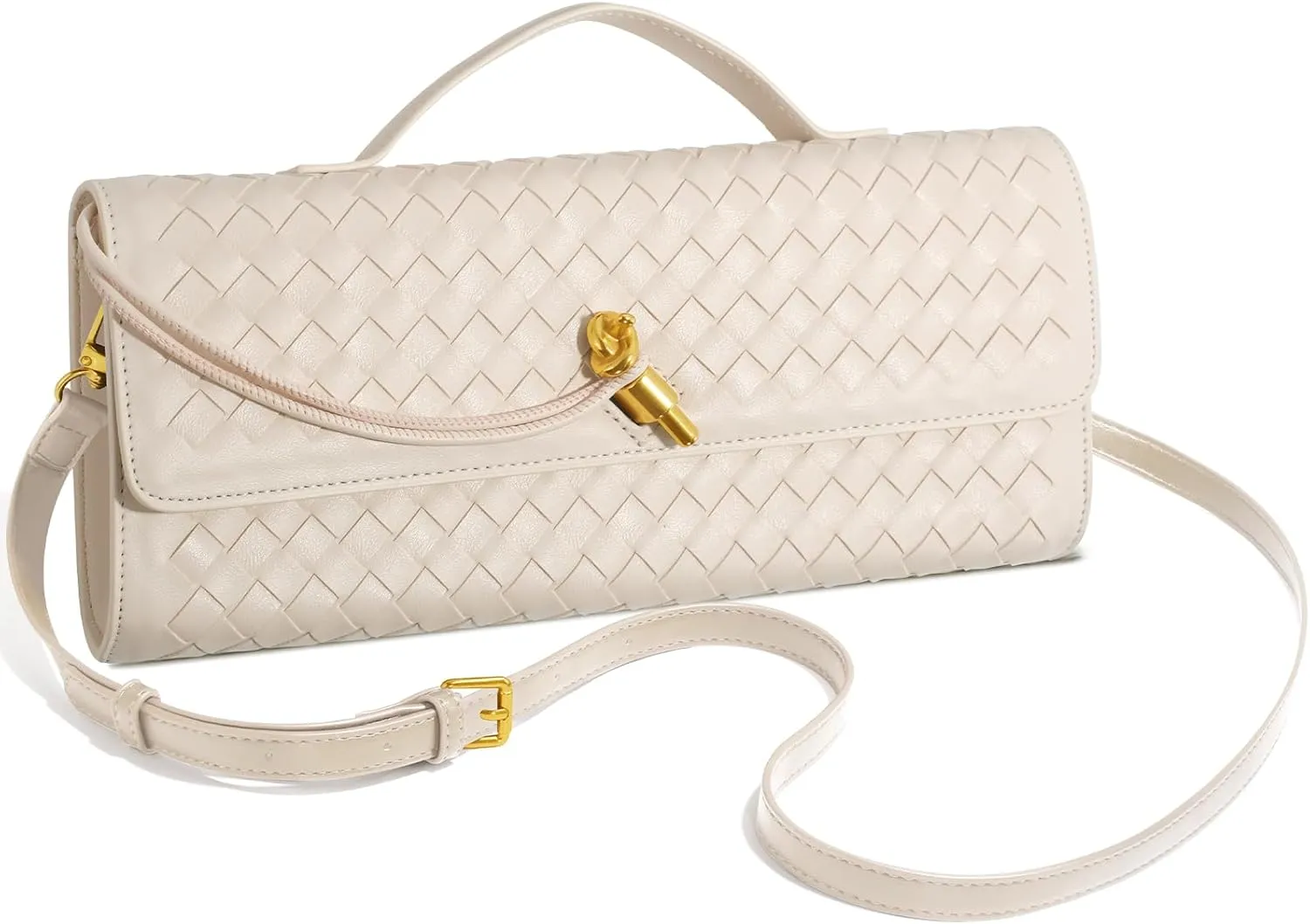 Woven Clutch Purses for Women, Leather Evening Bag Shoulder Handbag Formal Satchel Crossbody Purse Party Bag