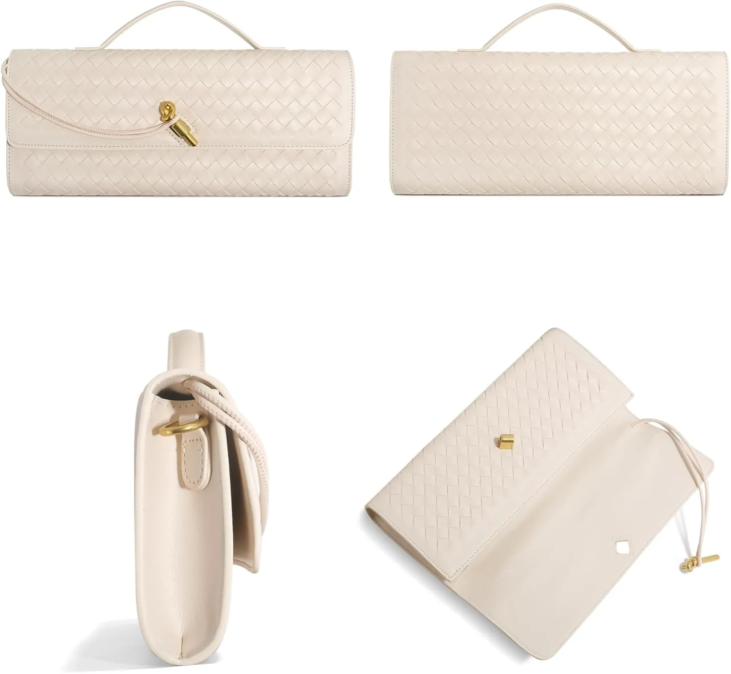 Woven Clutch Purses for Women, Leather Evening Bag Shoulder Handbag Formal Satchel Crossbody Purse Party Bag