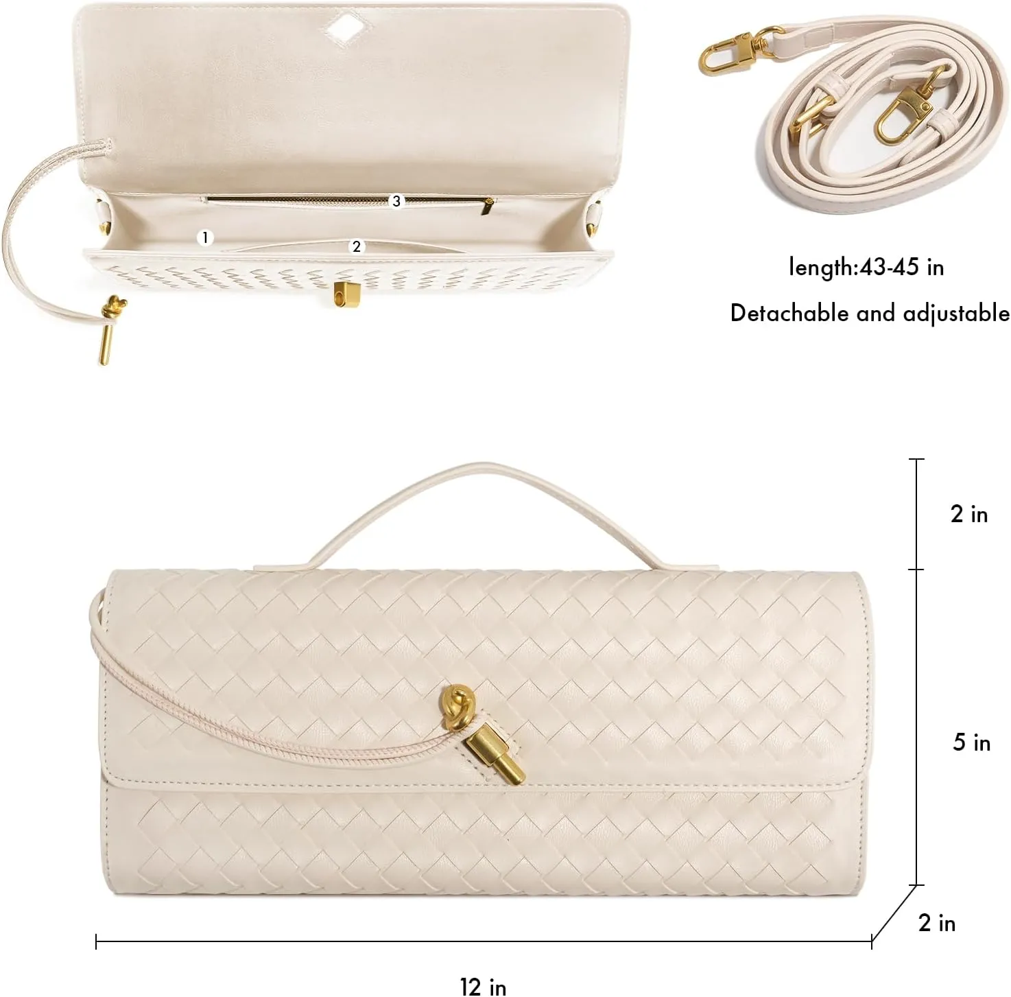 Woven Clutch Purses for Women, Leather Evening Bag Shoulder Handbag Formal Satchel Crossbody Purse Party Bag
