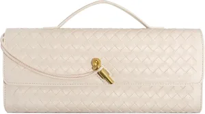 Woven Clutch Purses for Women, Leather Evening Bag Shoulder Handbag Formal Satchel Crossbody Purse Party Bag