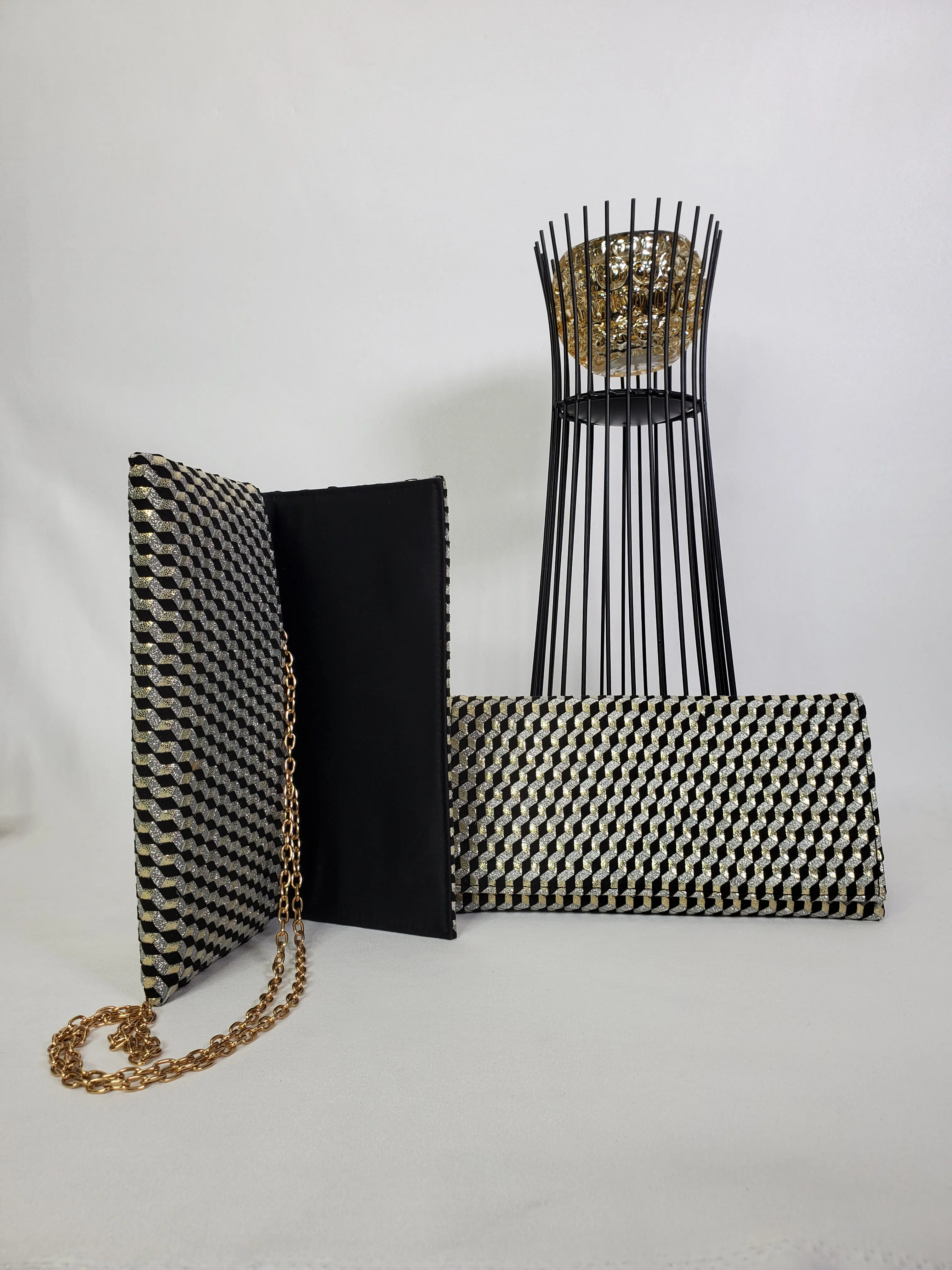 Woven Glitter Fabric Clutch