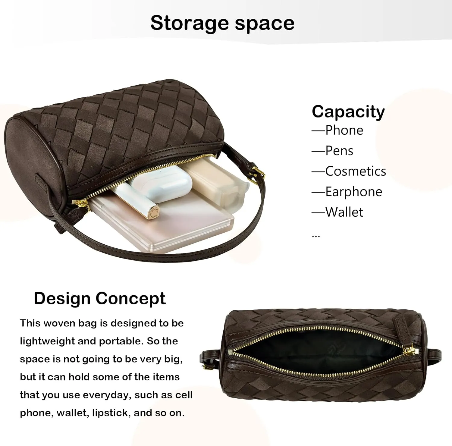 Woven Leather Bag, Evening Bag Clutch Purses for Women, Leather Top-handle Shoulder Bags, Small Woven Handbag