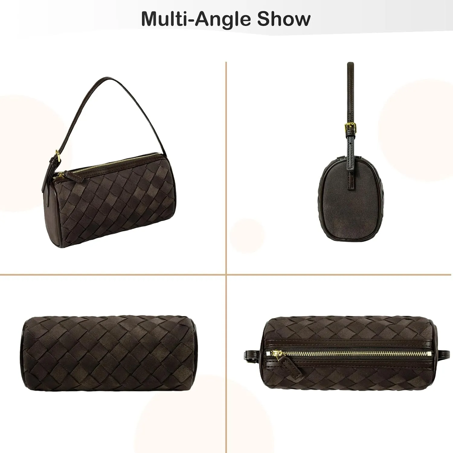 Woven Leather Bag, Evening Bag Clutch Purses for Women, Leather Top-handle Shoulder Bags, Small Woven Handbag