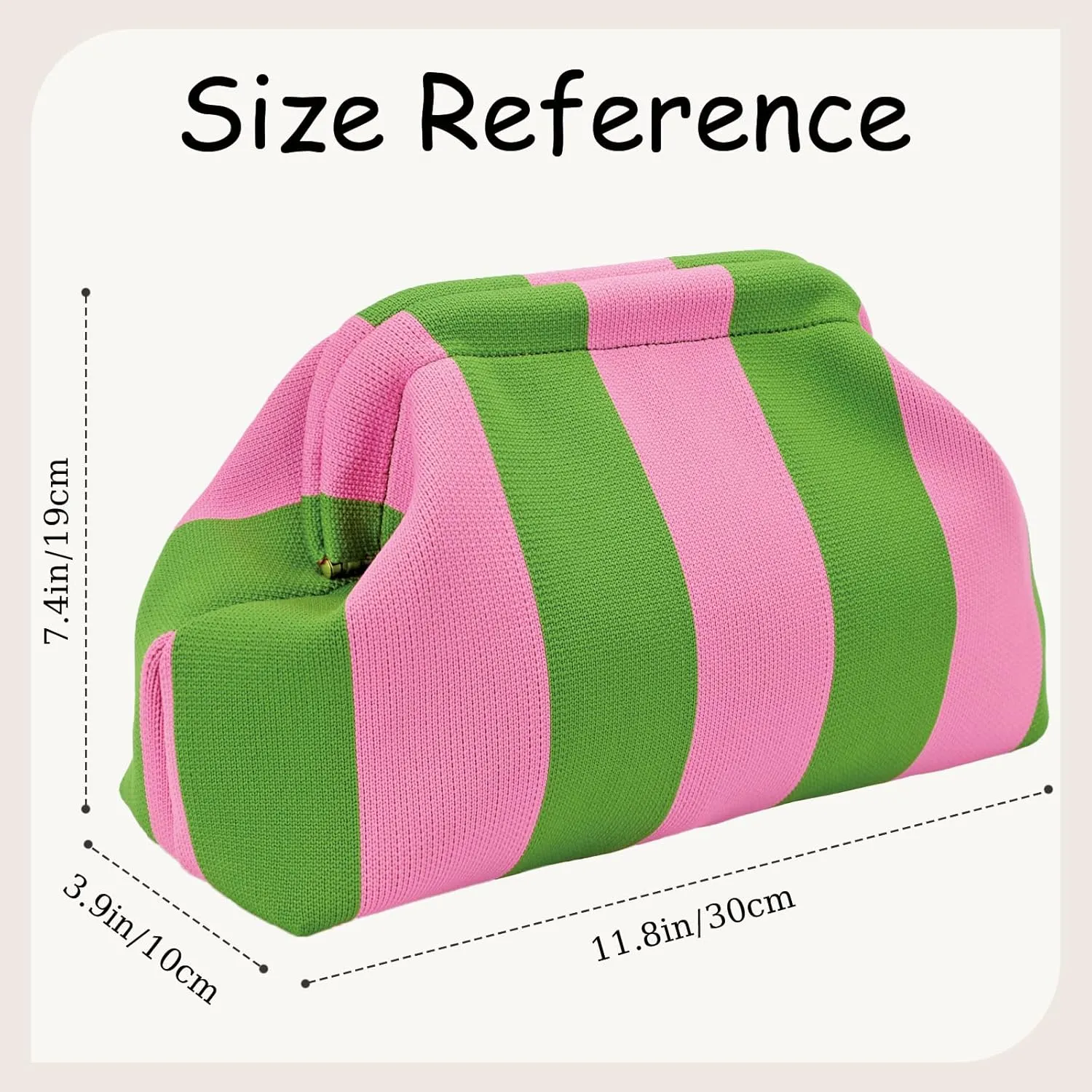 WOZEAH Summer Clutch Purses for Women Casual Crochet Dumpling Bag Colorblock Striped Cloud Clutch Handbags