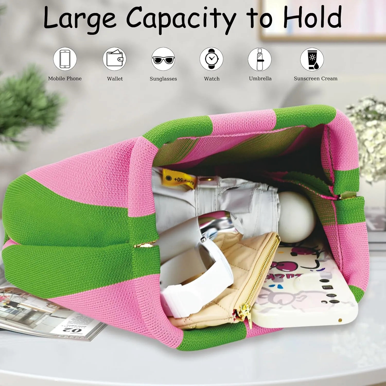 WOZEAH Summer Clutch Purses for Women Casual Crochet Dumpling Bag Colorblock Striped Cloud Clutch Handbags
