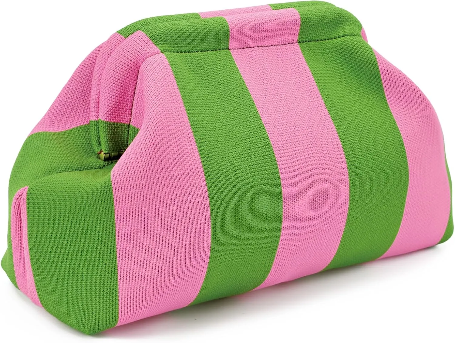 WOZEAH Summer Clutch Purses for Women Casual Crochet Dumpling Bag Colorblock Striped Cloud Clutch Handbags