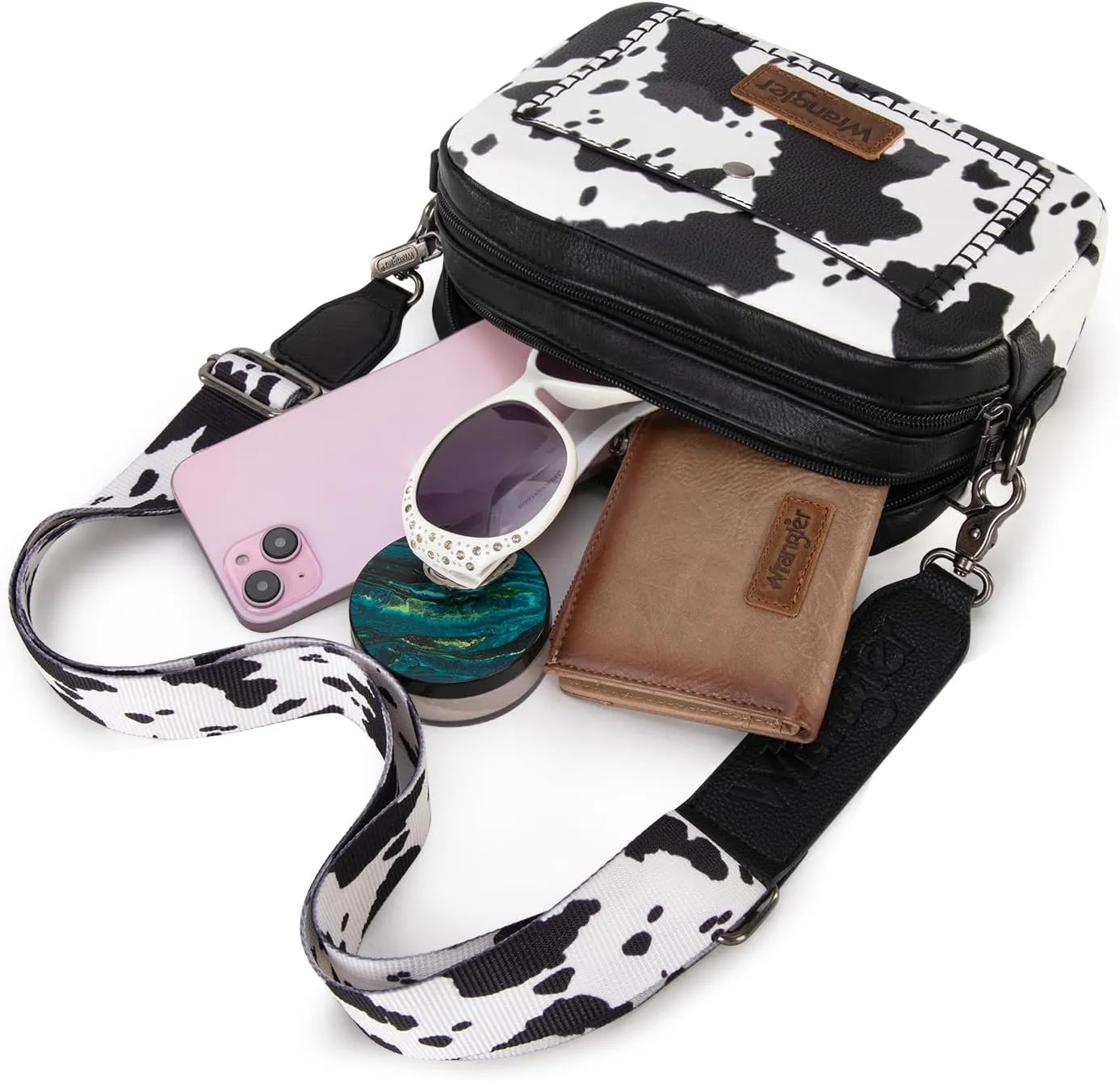 Wrangler Crossbody Purses for Women Trendy Camera Snapshot Bag with Wide Strap