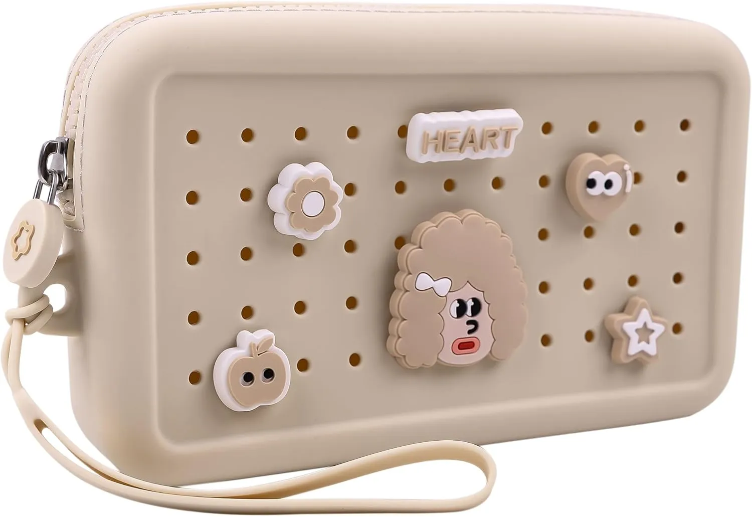 Wristlet Wallets with Charms DIY Portable Clutch Zip Silicone Purse Large Capacity Organizer