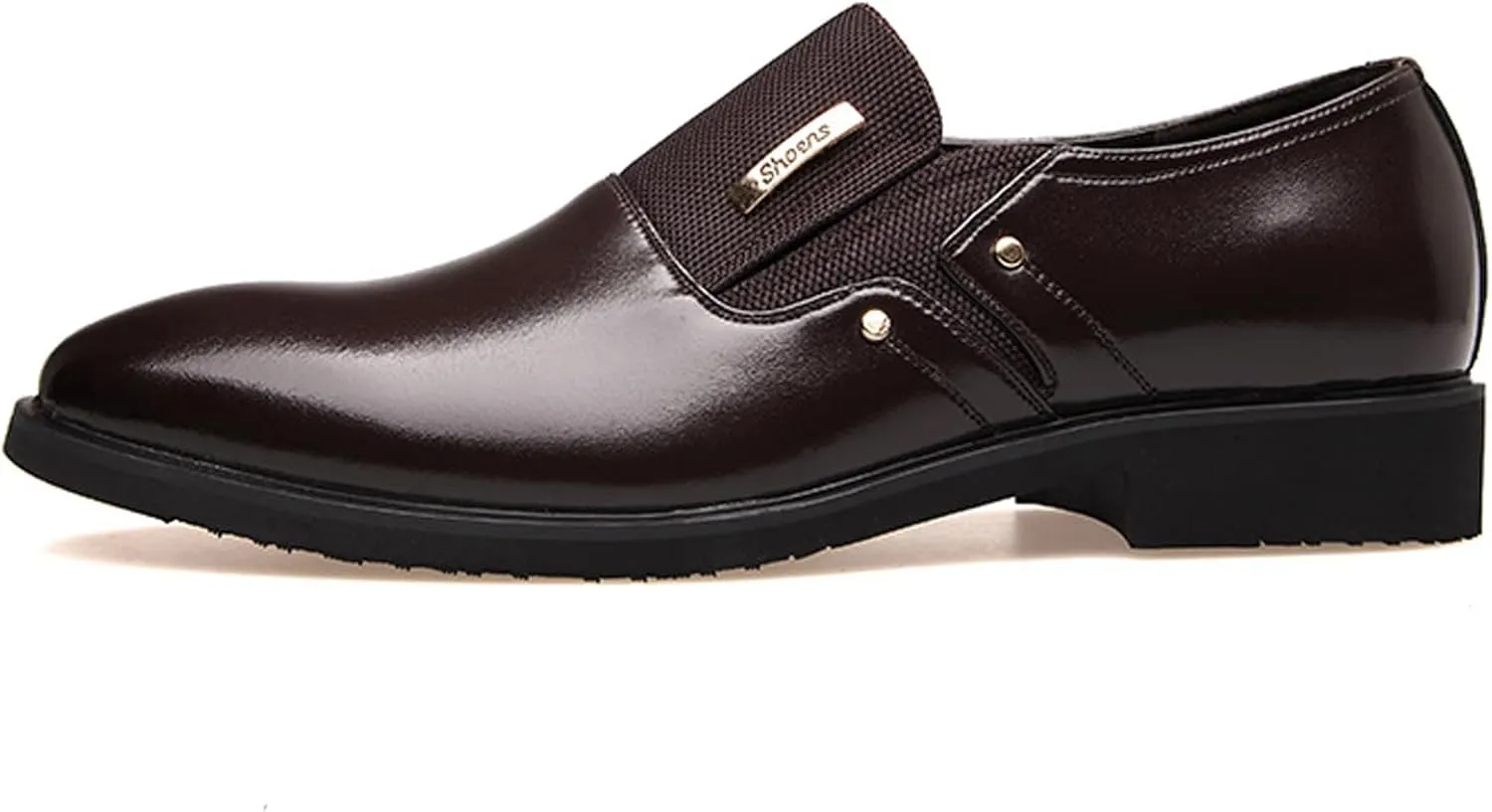 WUIWUIYU Men's Nice Looking Smart Casual High Gloss Shoes Slip-on/Lace-up Formal Dress Oxfords