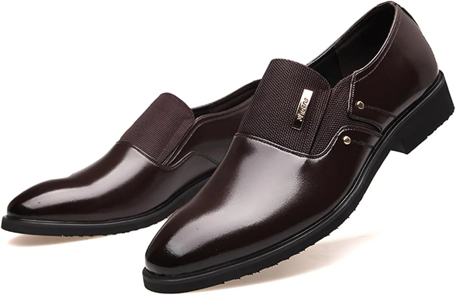 WUIWUIYU Men's Nice Looking Smart Casual High Gloss Shoes Slip-on/Lace-up Formal Dress Oxfords