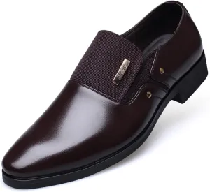 WUIWUIYU Men's Nice Looking Smart Casual High Gloss Shoes Slip-on/Lace-up Formal Dress Oxfords