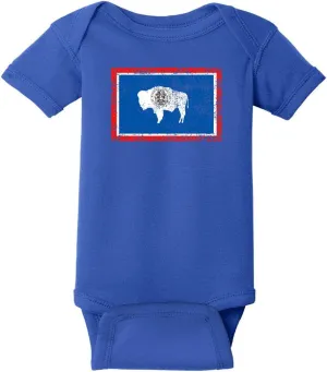 Wyoming Flag Distressed Vintage Baby One Piece