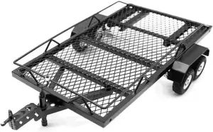 XBERSTAR RC Trailer for 1/18 RC Traxxas TRX4M SCX24 FCX24 Trailer Frame RC Car Metal Hopper Frame Upgrade Accessory (Black)
