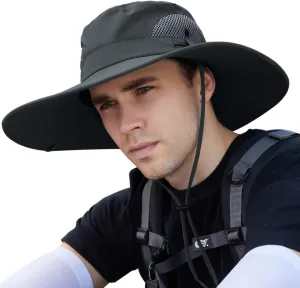 【XXL Oversize &Wide Brim】 Sun Hats for Men【UPF 50  & Waterproof】 Fishing-Hat Boonie Bucket for Hiking Safari Beach Garden
