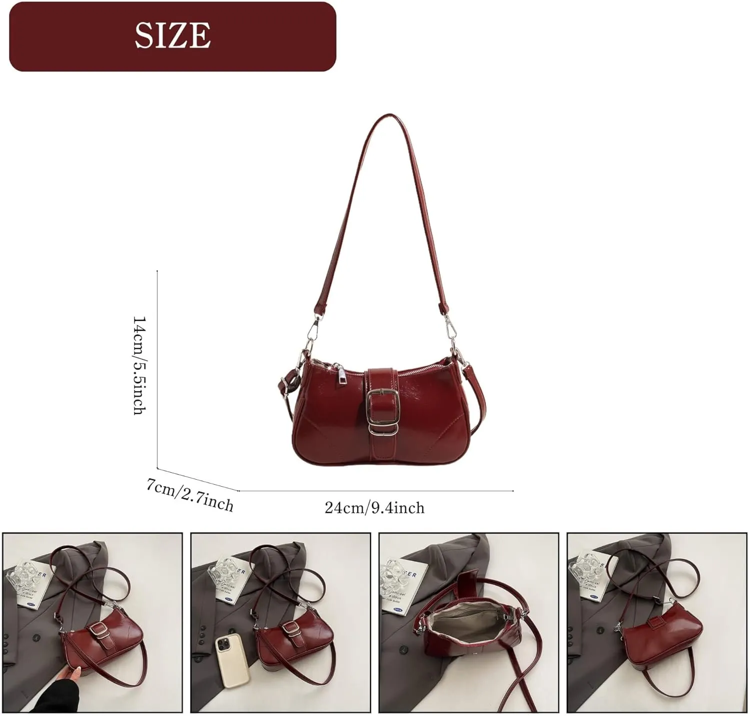 Y2K Style Trendy Purse with Buckle Detail, Punk Hobo Clutch Purse Bag, Ideal for Outings