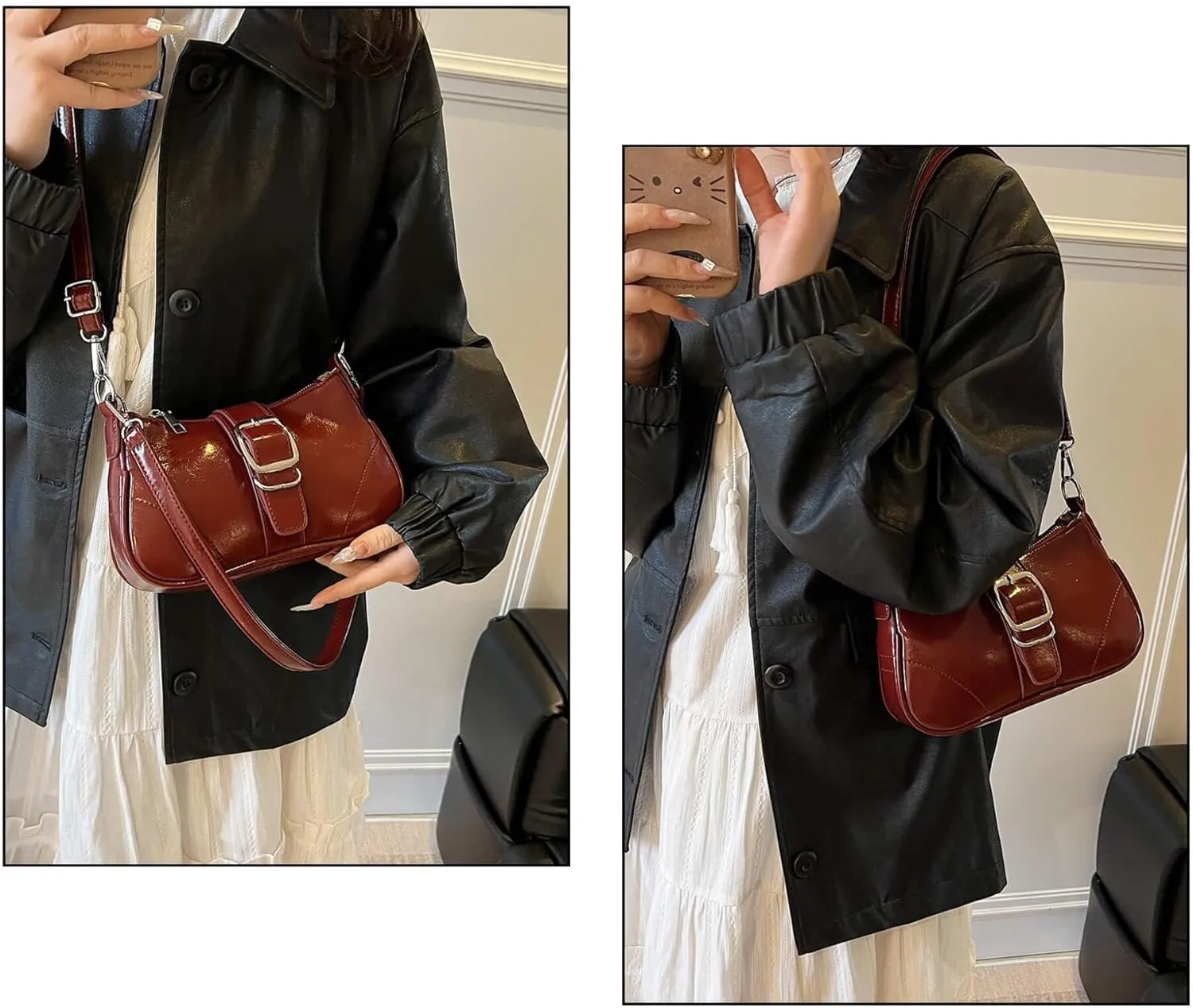 Y2K Style Trendy Purse with Buckle Detail, Punk Hobo Clutch Purse Bag, Ideal for Outings