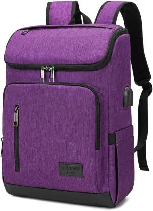 YALUNDISI Laptop Backpacks Travel Backpack Carry On Backpack Casual Daypack with USB Charging Port for Men Women Purple