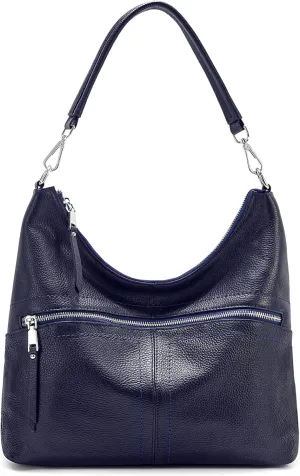 YALUXE Women's Genuine Leather Shoulder Bags Fashion Hobo Handbags Purses Cross-body Bags with Key Ring and Round Coin Purse
