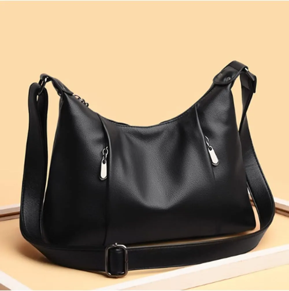 YAQUNICER Women Hobo Shoulder Handbag Lychee Pattern Purse Crescent Shape Crossbody