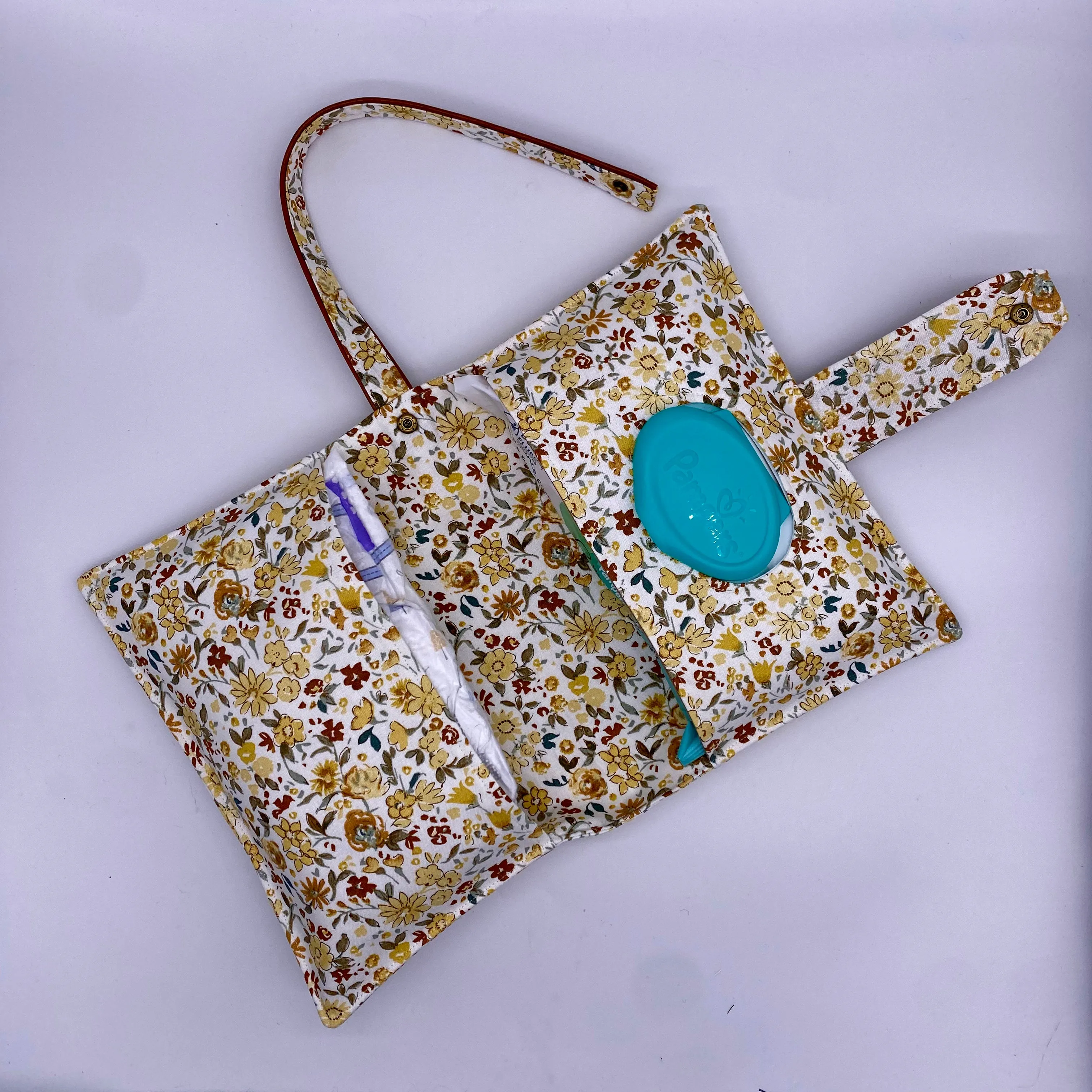 Yellow Floral Diaper Clutch