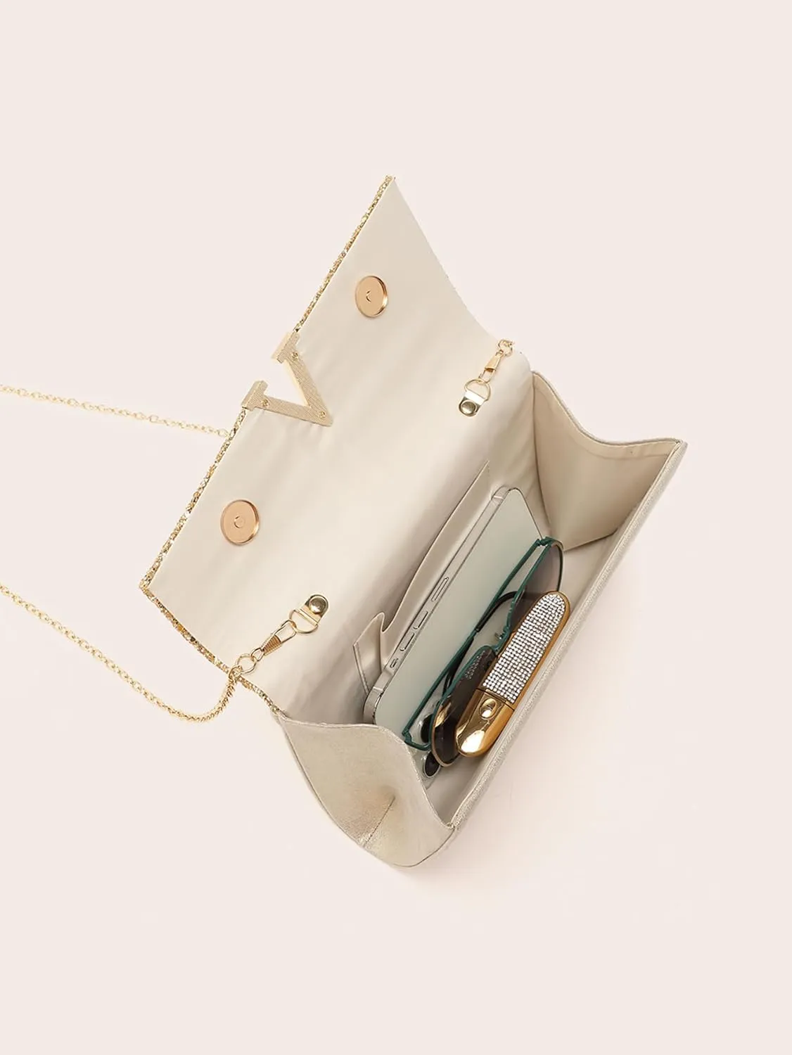YYW 4 Pieces Women Evening Handbags Clutch Purses Shoulder Bag with Rhinestone Jewelry Set for Party Wedding