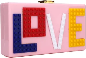 YYW Love Acrylic Clutch, Acrylic Box Evening Clutch Bag Purse Handbag for Women Wedding Party Cocktail Handbag