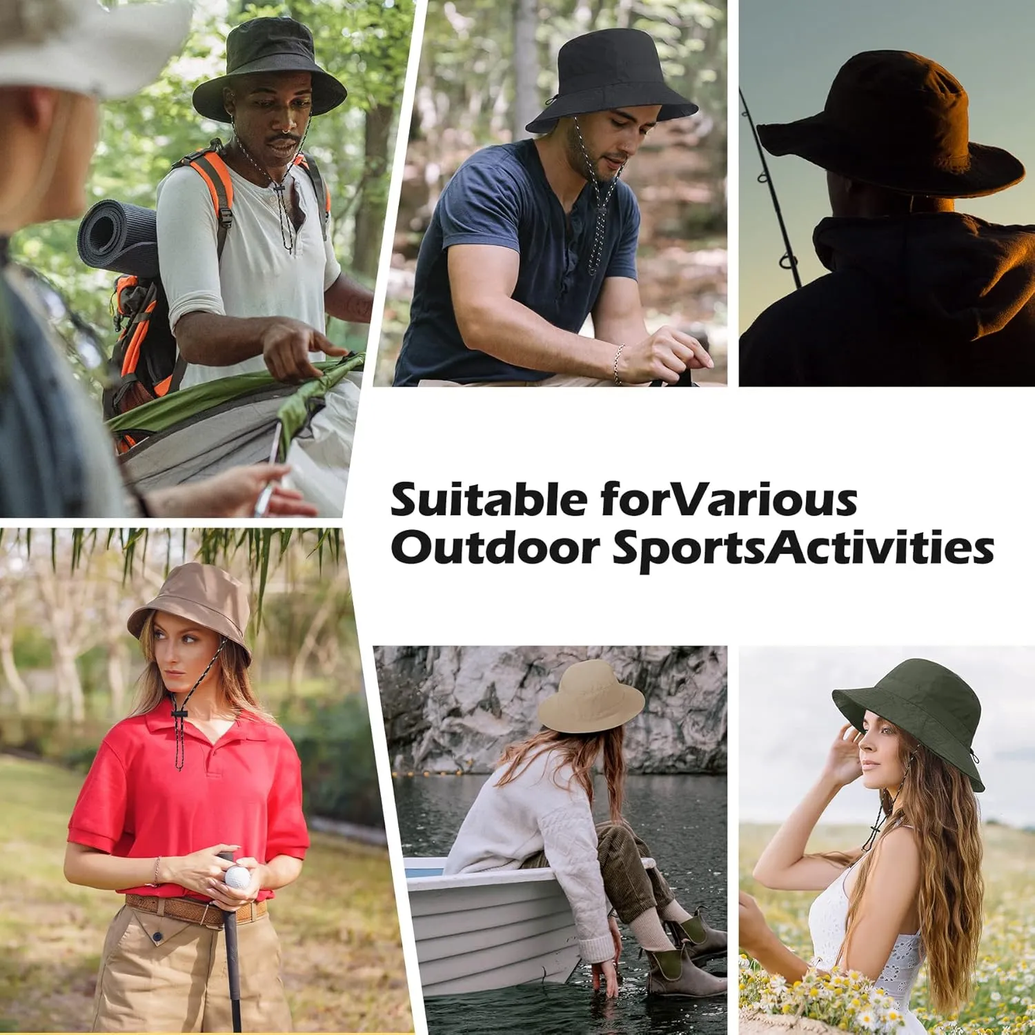Zando Waterproof Bucket Hat for Women Outdoor Fishing Hat for Men Women Packable Summer Hat Hiking UV Protection Sun Hat