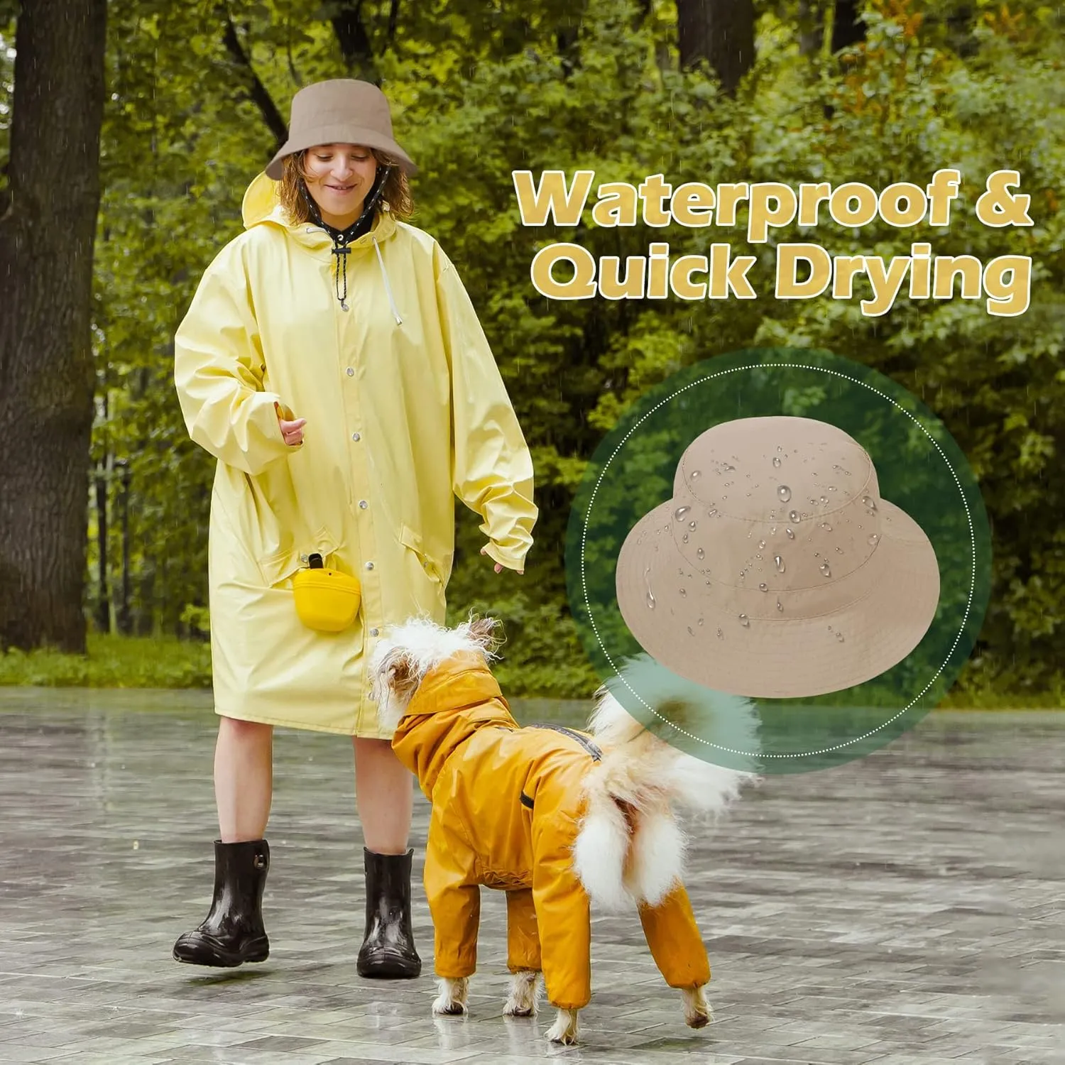 Zando Waterproof Bucket Hat for Women Outdoor Fishing Hat for Men Women Packable Summer Hat Hiking UV Protection Sun Hat