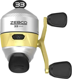 Zebco 33 Gold Spincast Fishing Reel, Changeable Right or Left-Hand Retrieve, All-Metal Gears, Pre-Spooled with Zebco Cajun Fishing Line, Silver/Gold