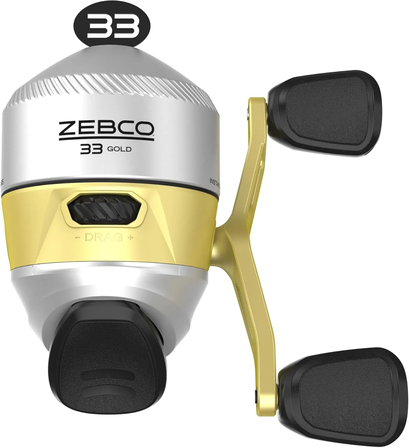 Zebco 33 Gold Spincast Fishing Reel, Changeable Right or Left-Hand Retrieve, All-Metal Gears, Pre-Spooled with Zebco Cajun Fishing Line, Silver/Gold
