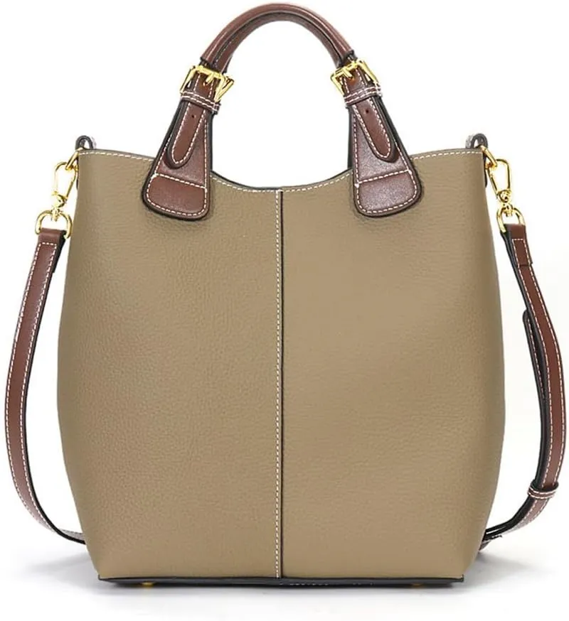 zency Leather Bucket Tote Bag For Women Medium Hobo Shoulder Handbags And Purse