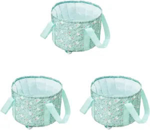 Zerodeko 3pcs Portable Collapsible Travel Bucket Versatile Pvc Foot Bath Basin with Drawstring Cover for Outdoor Use Green Rabbit Pattern Sturdy Storage