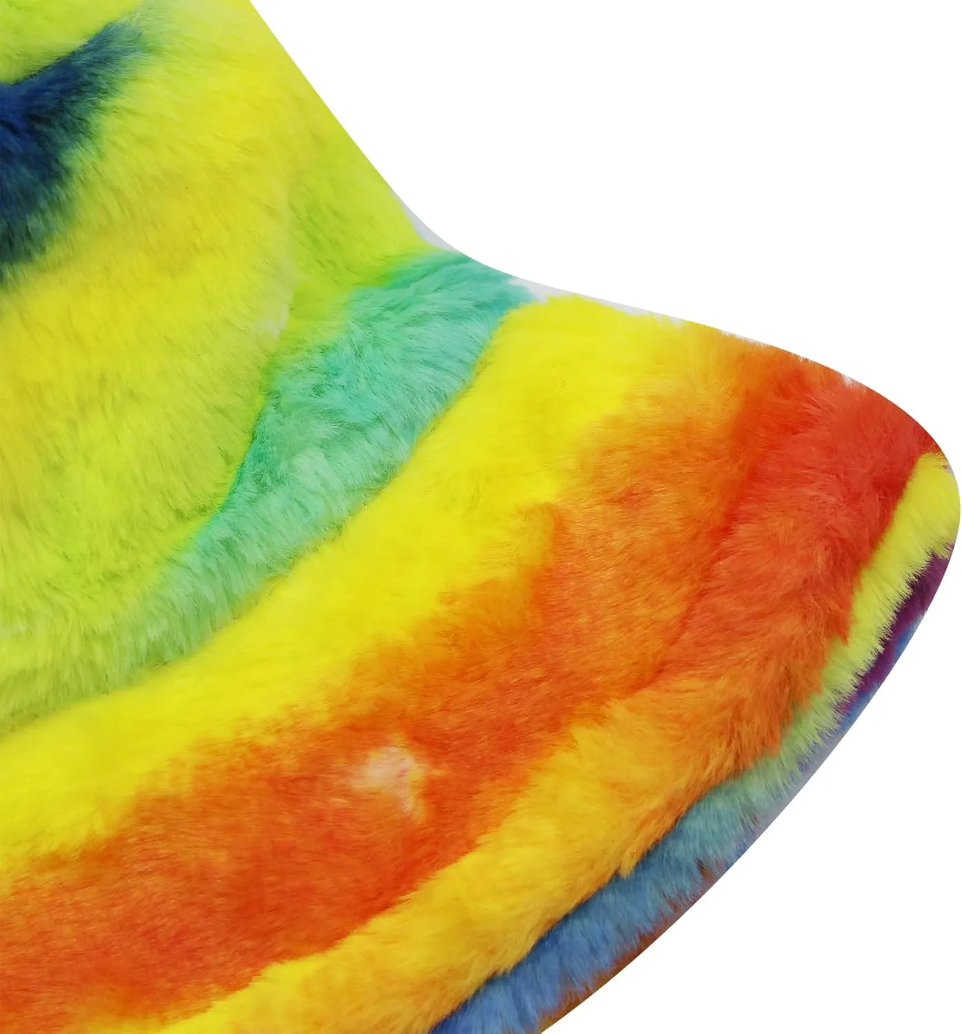 ZGMYC Women Girls Tie Dye Faux Fur Warm Bucket Hat Fuzzy Rainbow Winter Fisherman Cap