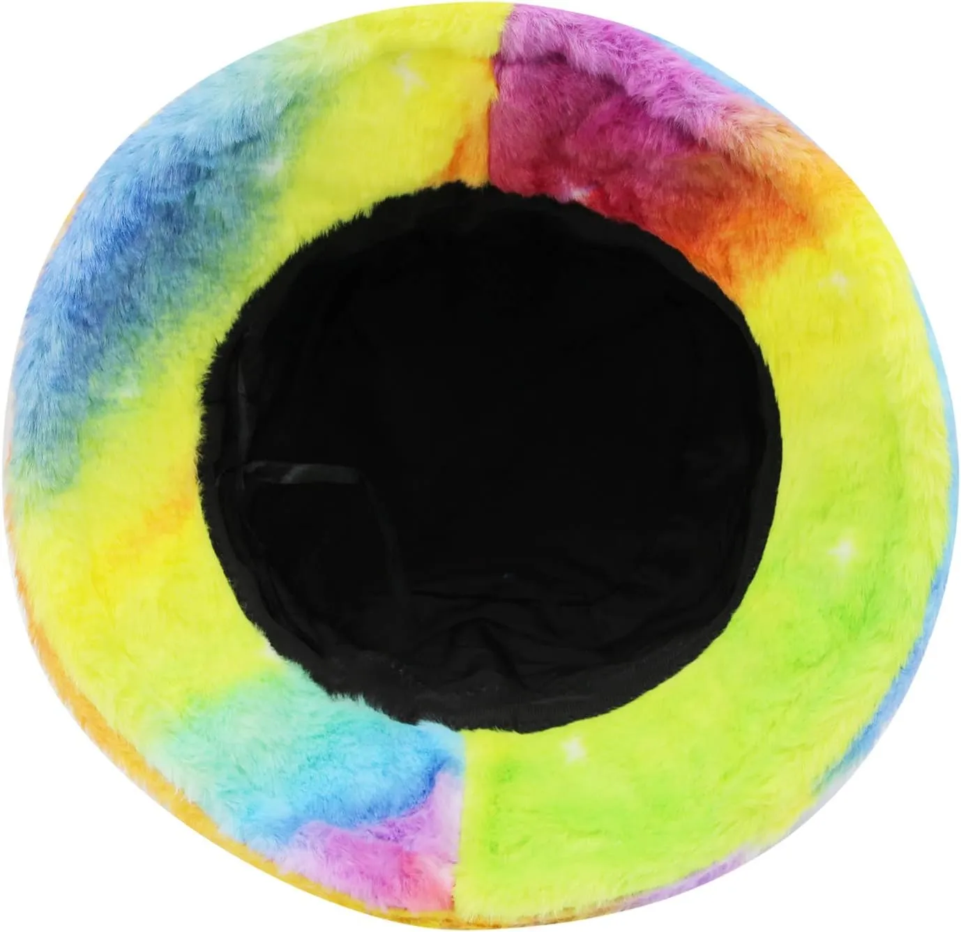 ZGMYC Women Girls Tie Dye Faux Fur Warm Bucket Hat Fuzzy Rainbow Winter Fisherman Cap