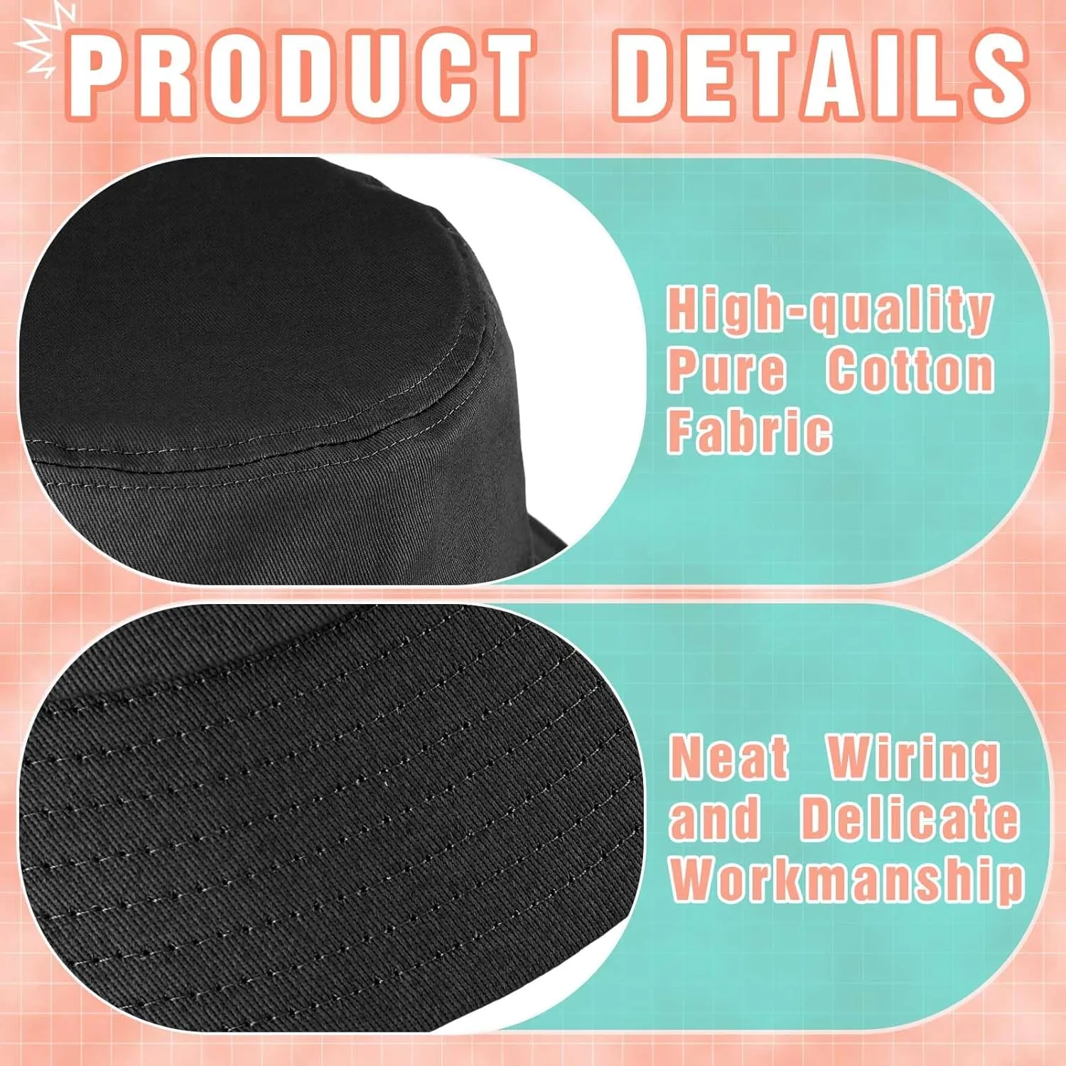 Zhanmai 3 Pcs XXL Bucket Hat for Man Woman Large Oversize Summer Beach Cotton Hats for Fisherman