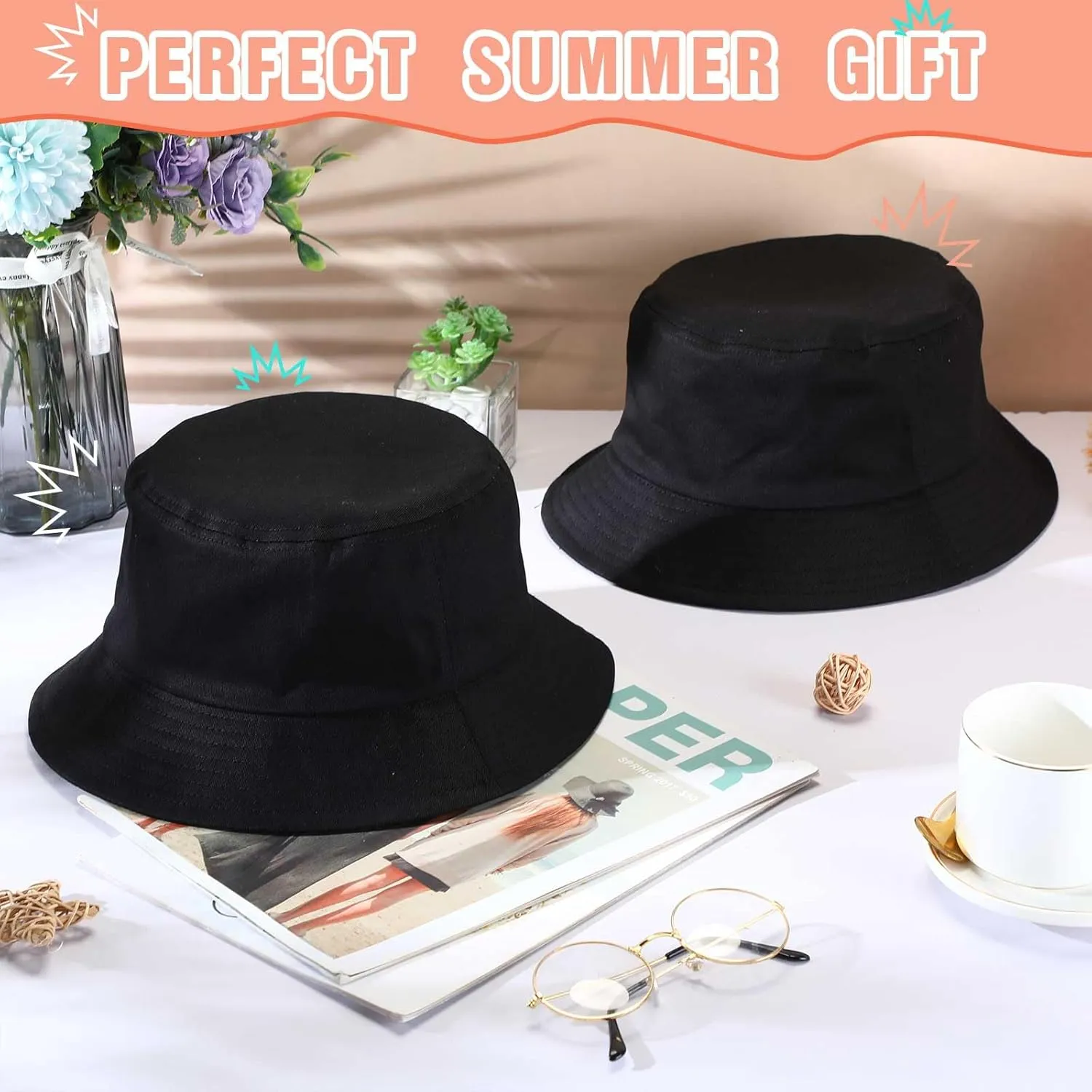 Zhanmai 3 Pcs XXL Bucket Hat for Man Woman Large Oversize Summer Beach Cotton Hats for Fisherman