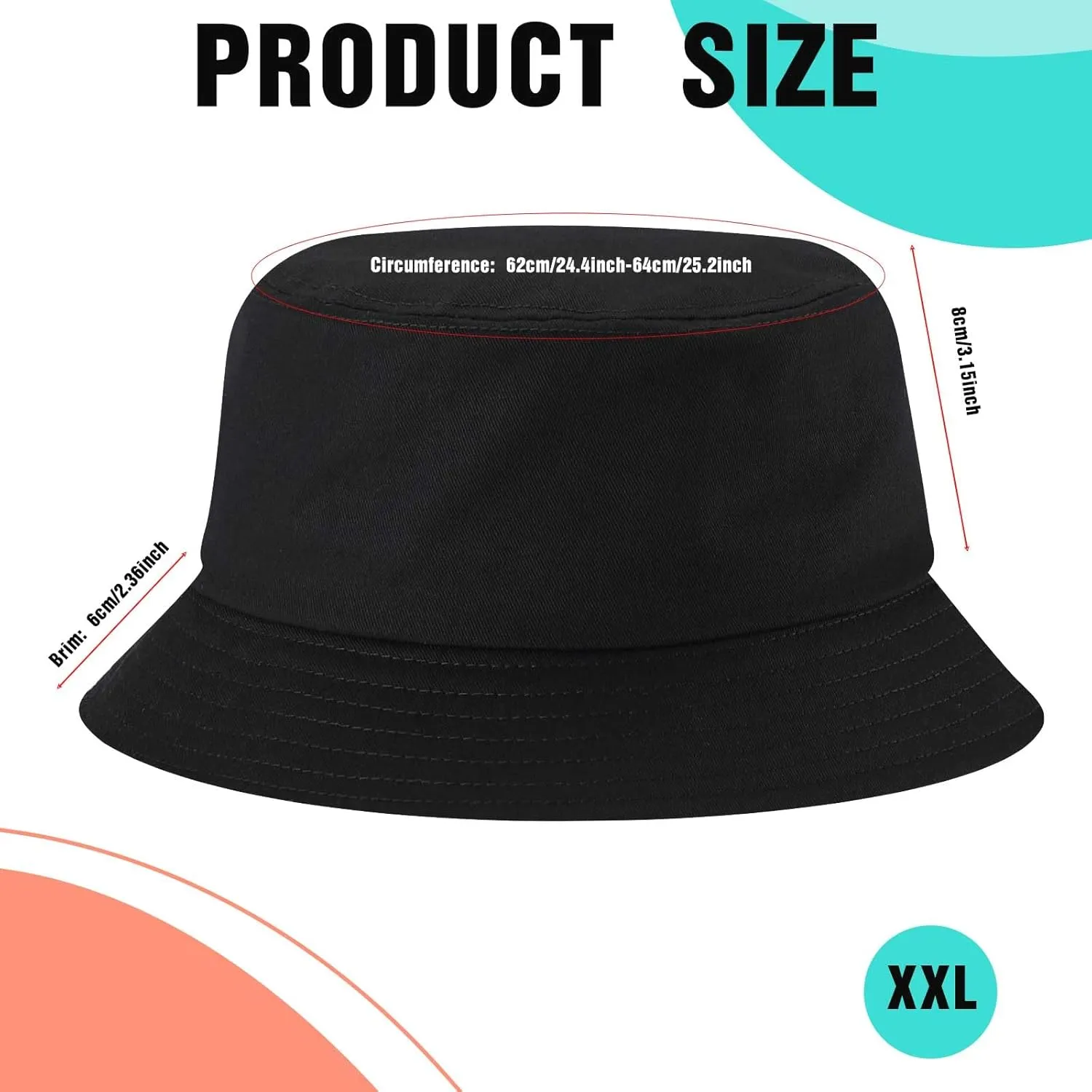 Zhanmai 3 Pcs XXL Bucket Hat for Man Woman Large Oversize Summer Beach Cotton Hats for Fisherman