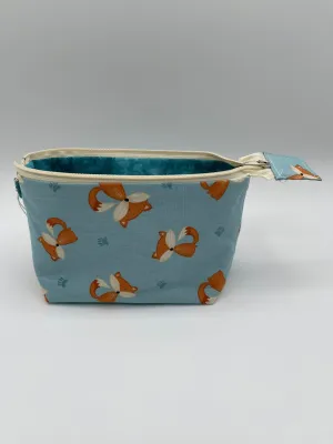 Zipper Bucket Bag - Foxes on Blue