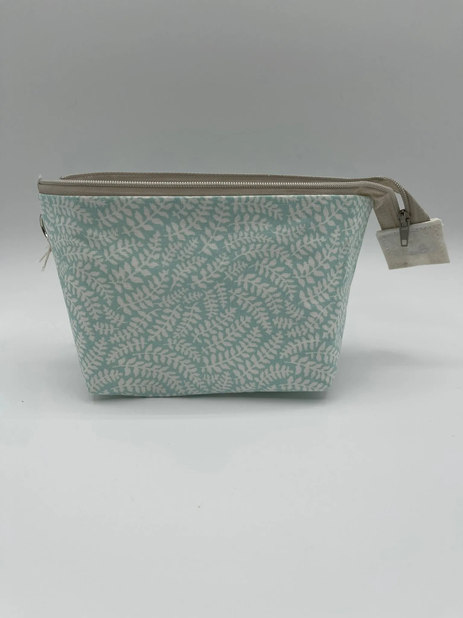 Zipper Bucket Bag - Pale Teal Ferns