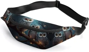 Zipper Fanny Pack for Men Women Fashion Waist Bag Stylish Crossbody Bags with Adjustable Strap Owl on Tree Travel Chest Bags Belt Bags for Running Hiking Workout Cycling
