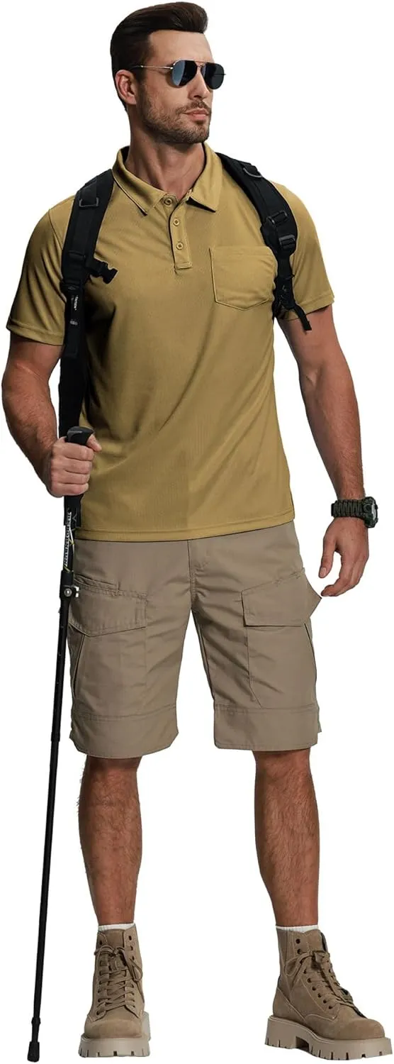 ZITY 5 Pack Polo Shirts for Men with Pocket Dry Quickly Short Sleeve Athletic Outdoor Work Collared Shirts