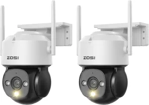 ZOSI 2Pack C290 Plug-in HD Pan/Tilt Wired WiFi Security IP Camera Outdoor Indoor with Color Night Vision, 2MP PT Wireless Camera, AI Human & Vehicle Detection, Auto Tracking, Siren Alarm, 2-Way Audio