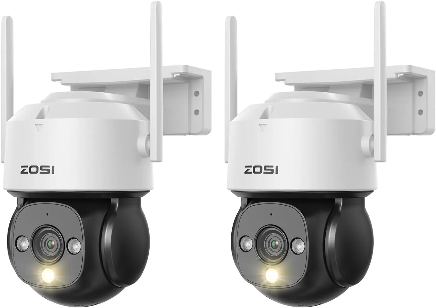 ZOSI 2Pack C290 Plug-in HD Pan/Tilt Wired WiFi Security IP Camera Outdoor Indoor with Color Night Vision, 2MP PT Wireless Camera, AI Human & Vehicle Detection, Auto Tracking, Siren Alarm, 2-Way Audio