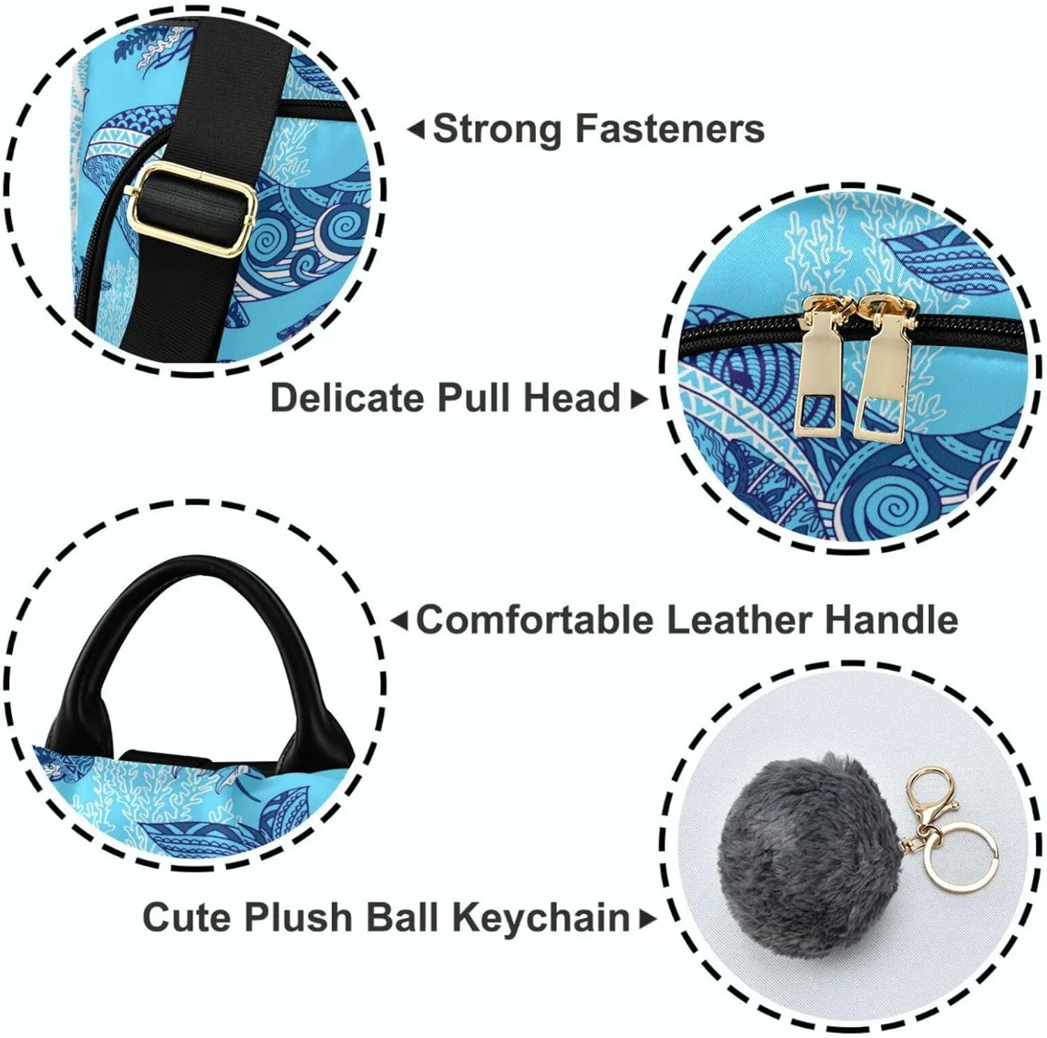 ZZKKO Whale Turtle Sea Horse Backpack Purse for Women Rucksack Anti Theft Fashion Travel Lightweight Ladies Shoulder Bag